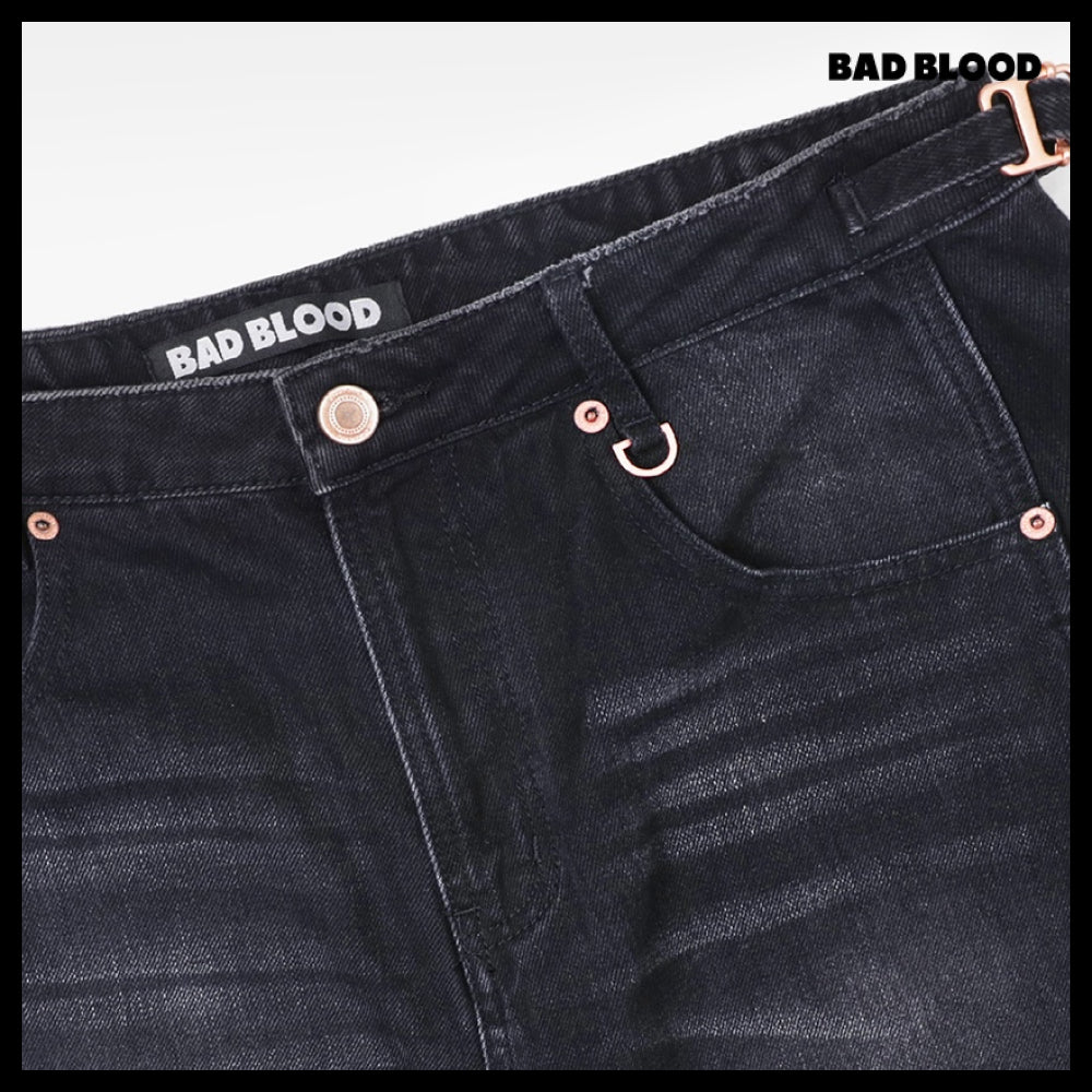 【BADBLOOD】Charlie Barrel Jeans - Black