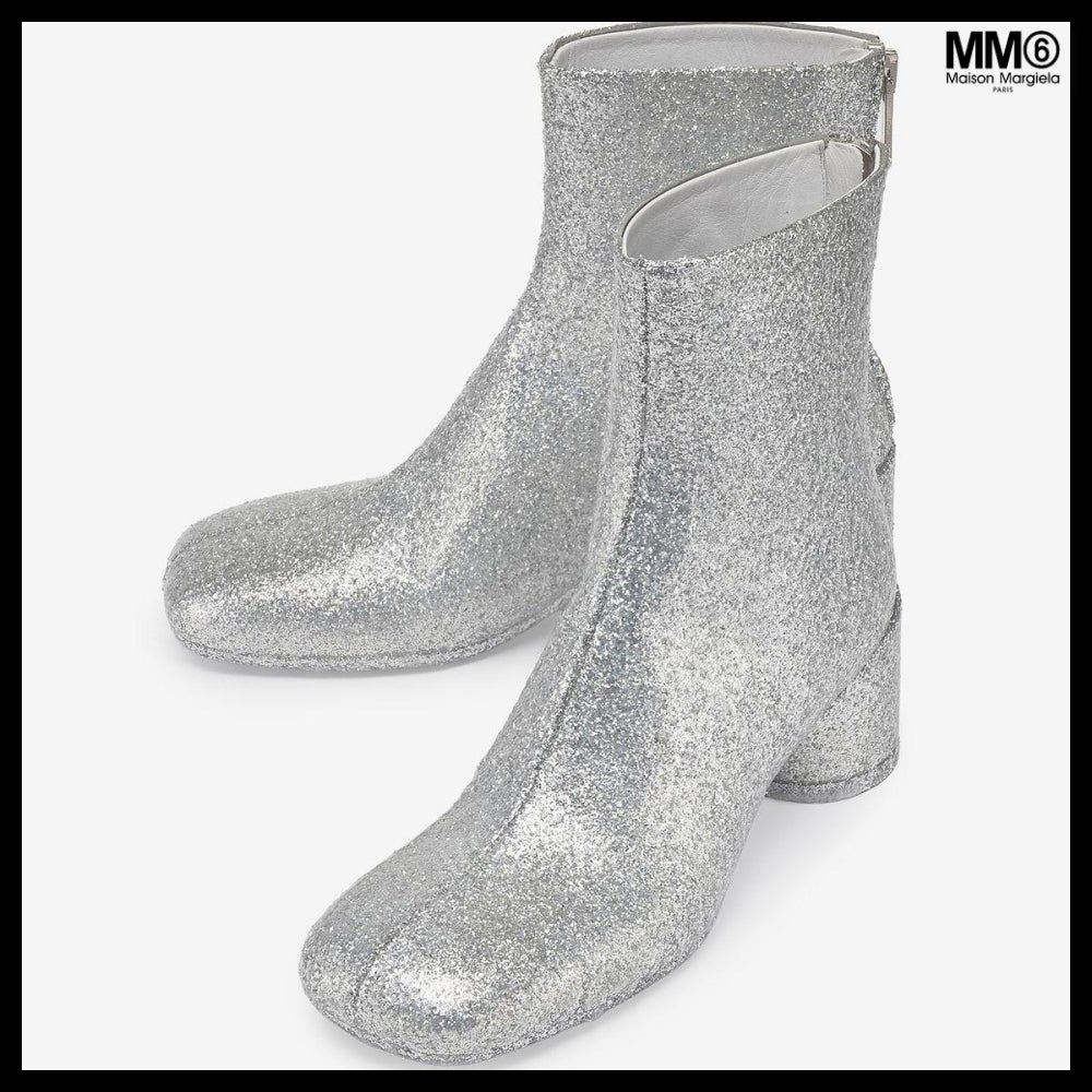 【MM6 Maison Margiela】Glitter Ankle Boots Silver