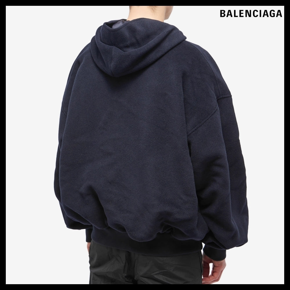 【BALENCIAGA】Zip-Up Hoodie Large Fit Black