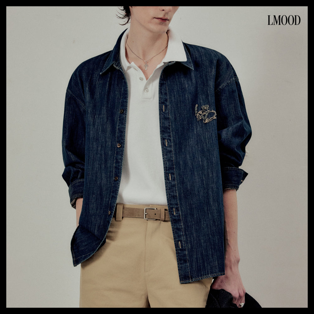 【LMOOD】Burning Denim Cotton Shirt 2 Colors
