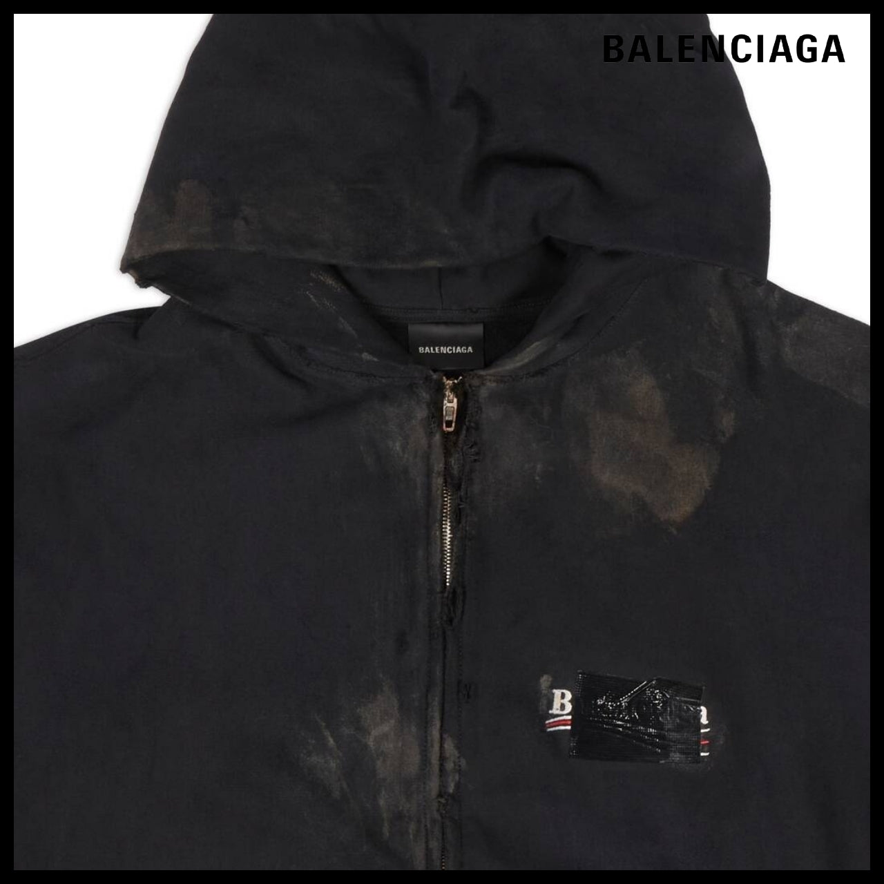 【BALENCIAGA】Gaffer Zip-Up Hoodie Small Fit Black
