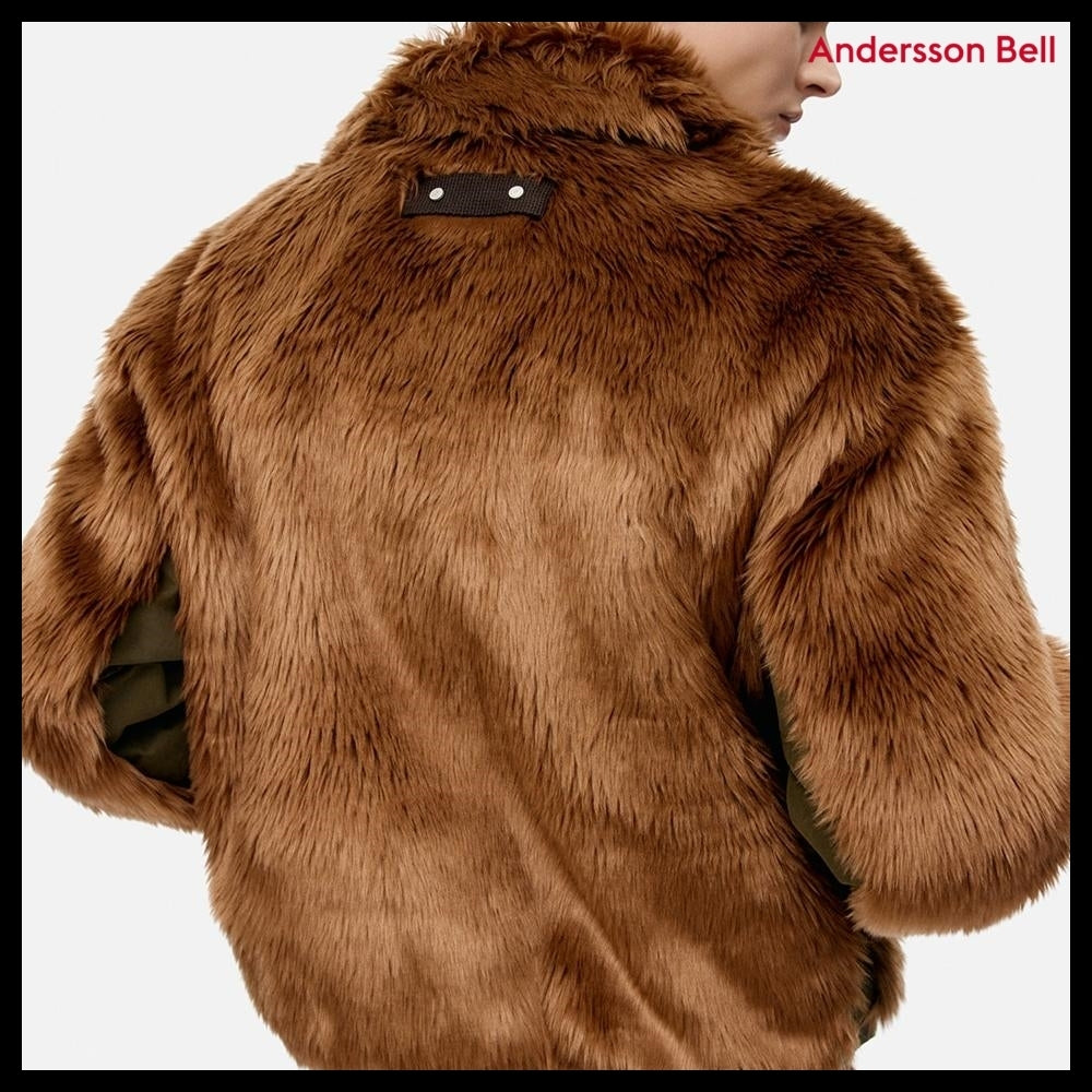 【ANDERSSON BELL】Unisex Flight Fur Bomber Jacket Brown