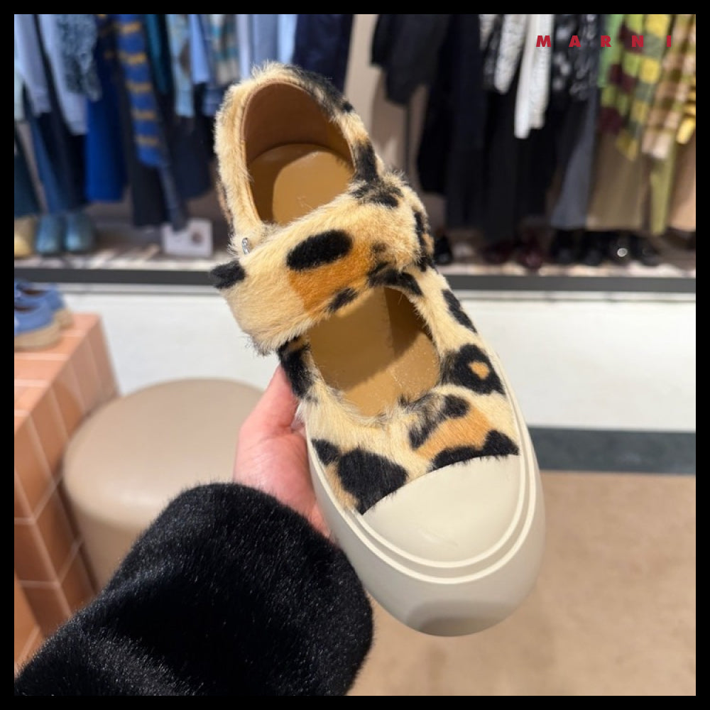 【Marni】Logo Mary Jane Leopard Velcro Women’s Sneakers