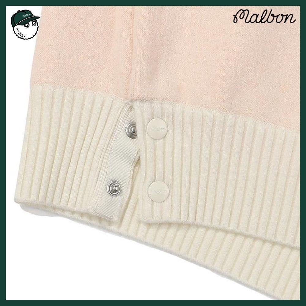 【MALBON GOLF】 SLEEVE CONTRAST COLLARED TOP WOMAN 2COLORS