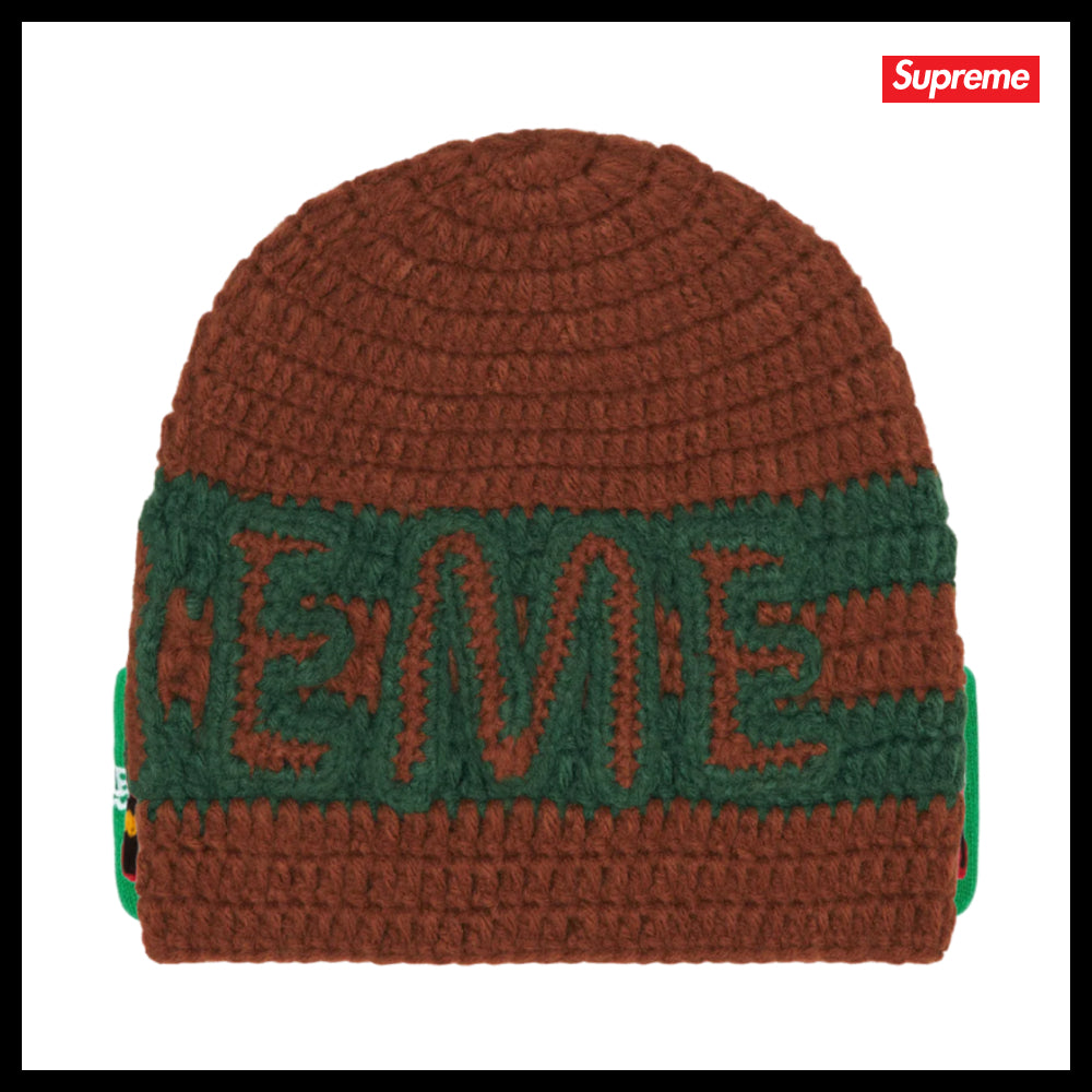 ★100%正規品保証 Supreme★ Crochet Logo Beanie Brown
