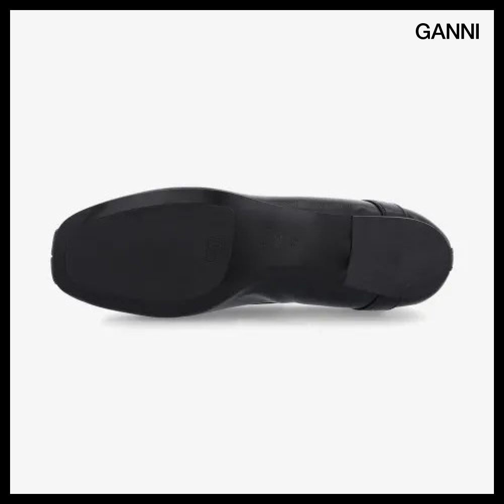 【Ganni】Eyelet Lace Up Ballerina Flat Shoes Black
