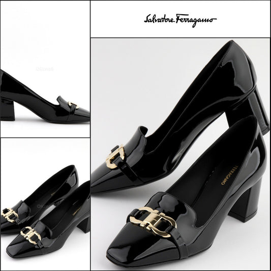 【Salvatore Ferragamo】769257 01F929 Gancini Ornament Pumps