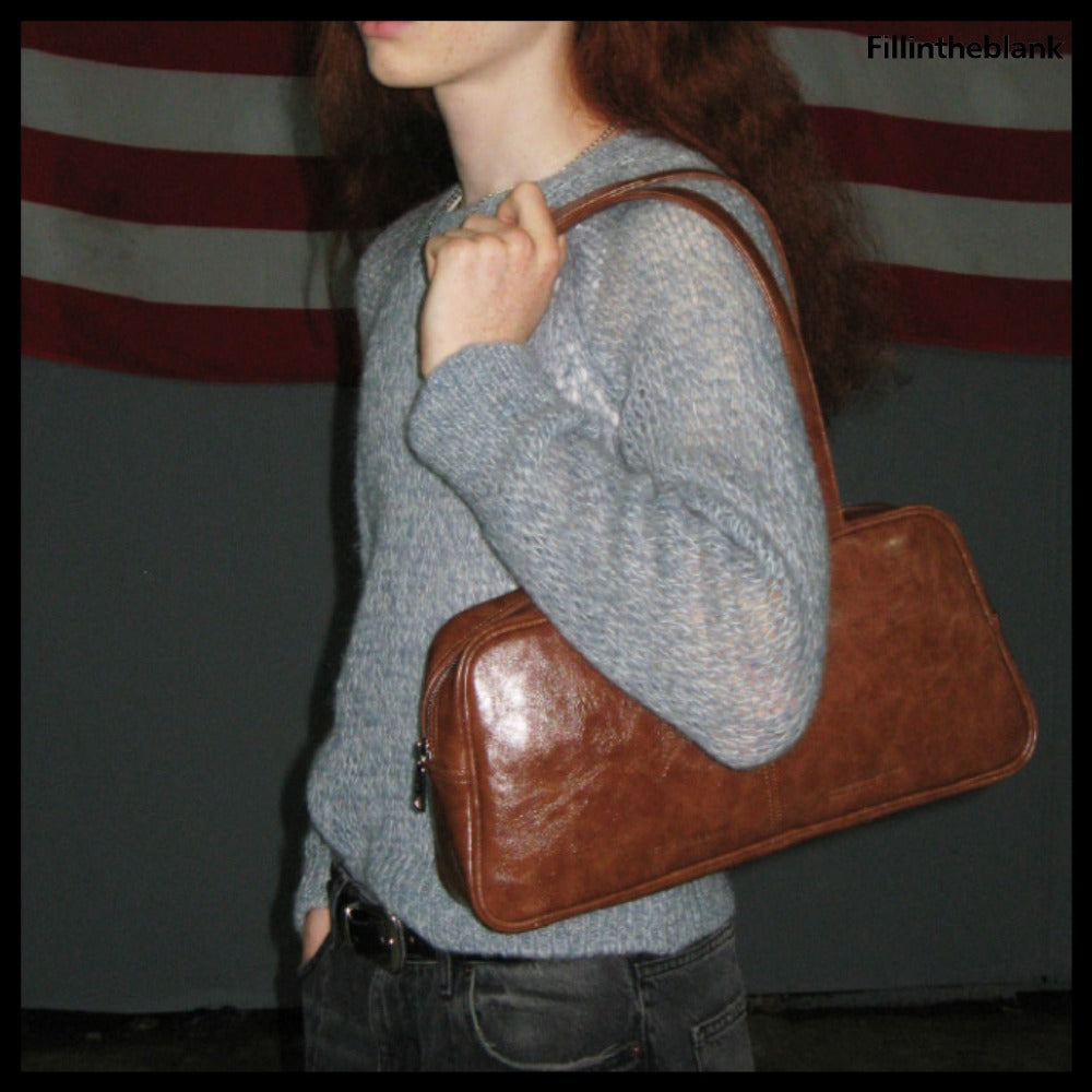 【FILL IN THE BLANK】TRAPEZOID BAGUETTE SHOULDER BAG 3COLORS