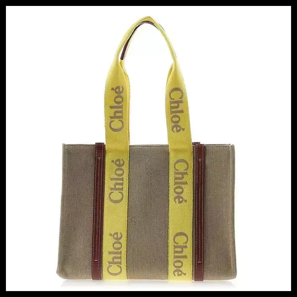 【Chloe】Women’s Woody Medium Tote canvas woody