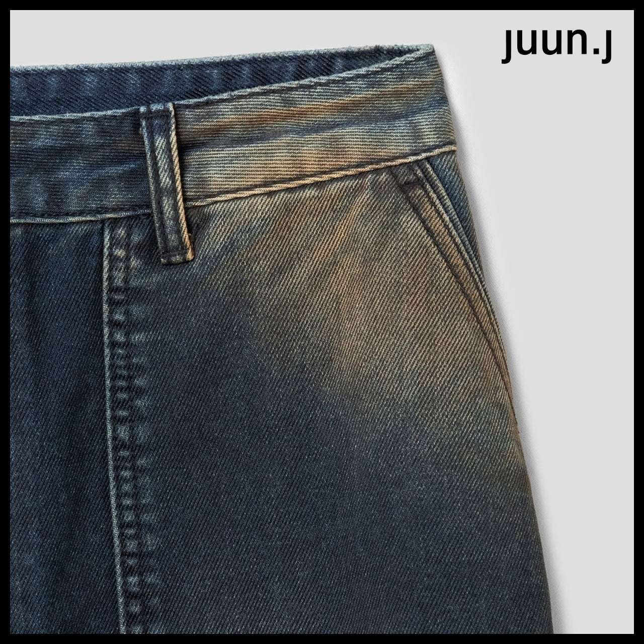 【JUUN.J】CORE Velvet Denim Zipper Detail Trucker Navy