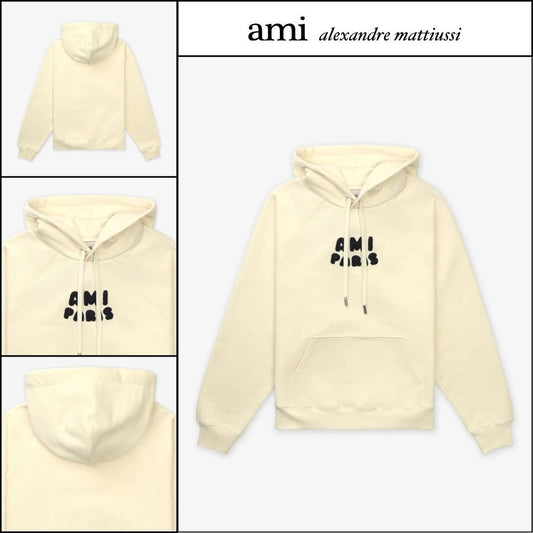 【AMI PARIS】Paris Logo Patch Hoodie White Cream