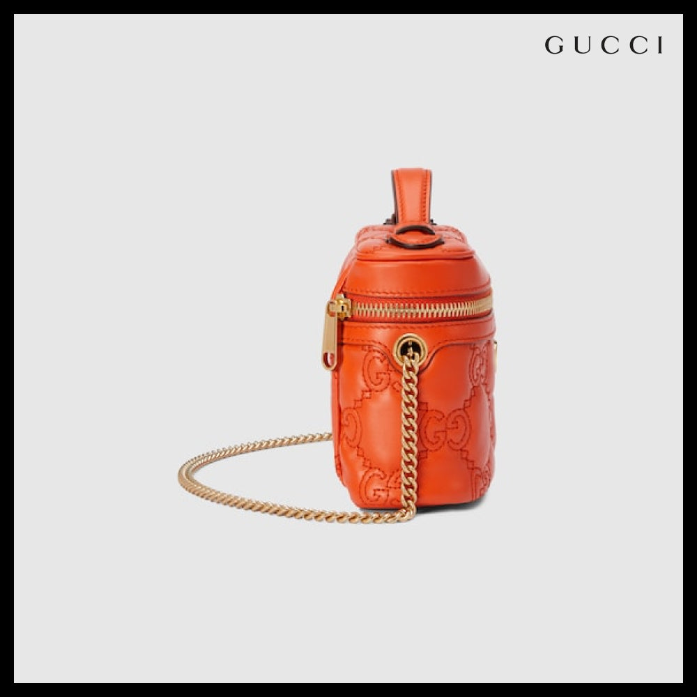【GUCCI】GG Matelasse Top Handle Mini Bag Orange
