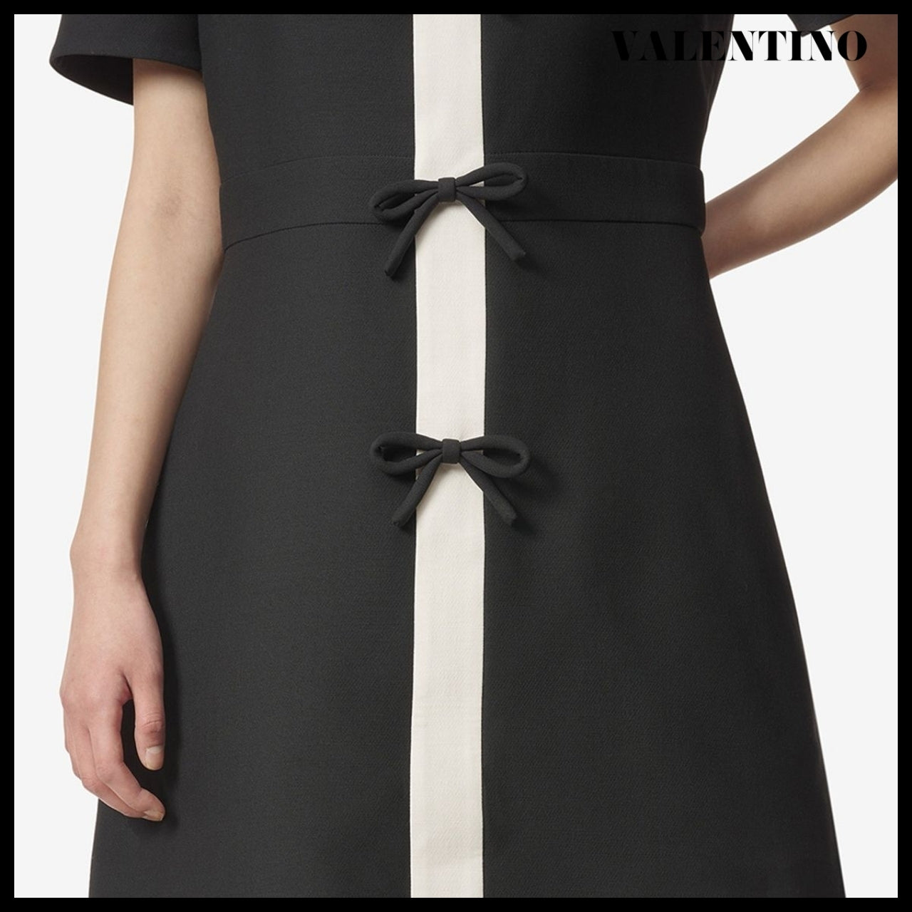 【VALENTINO】Bow Two Tone Dress Nero