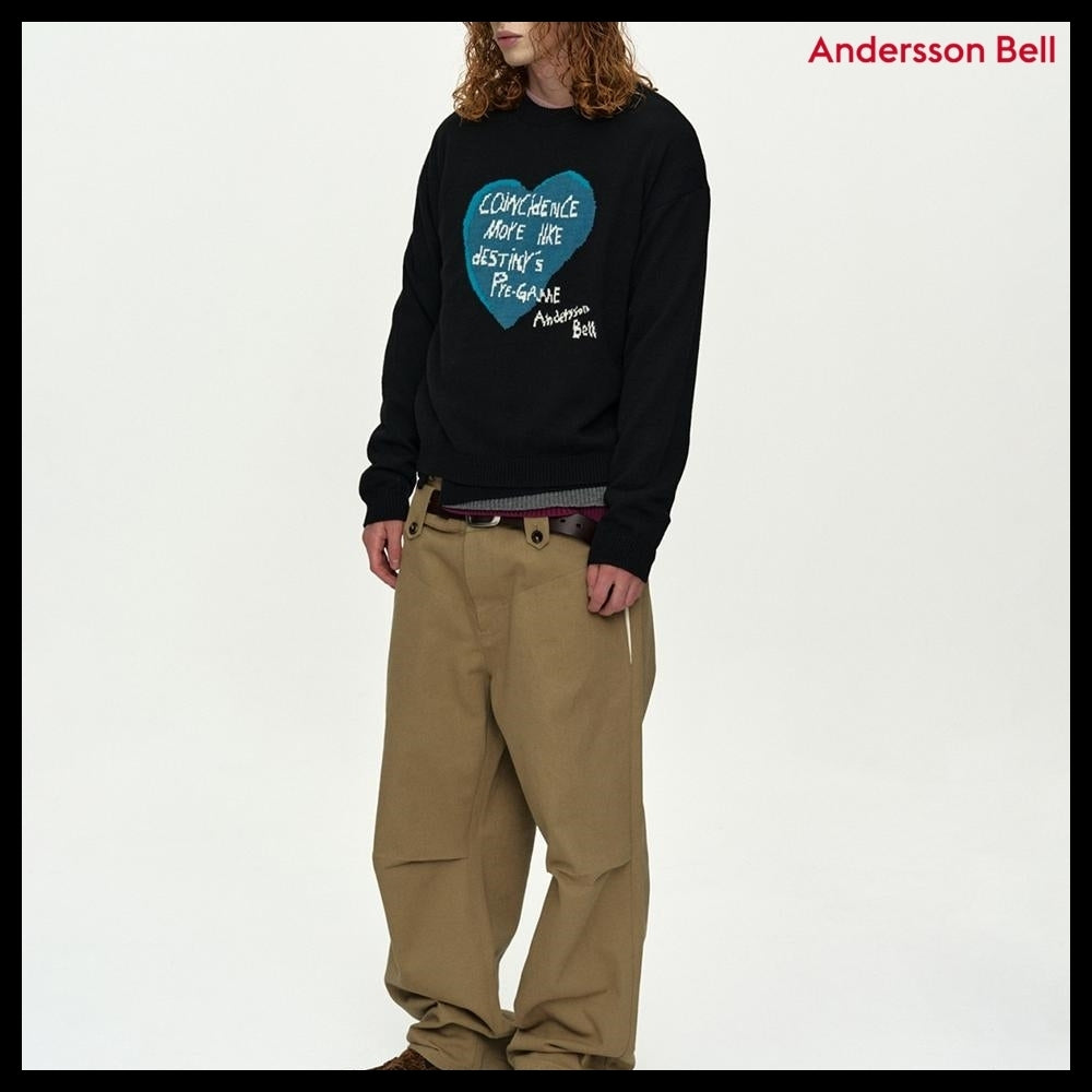 【ANDERSSON BELL】Boys Heart Message Crew-Neck Sweater