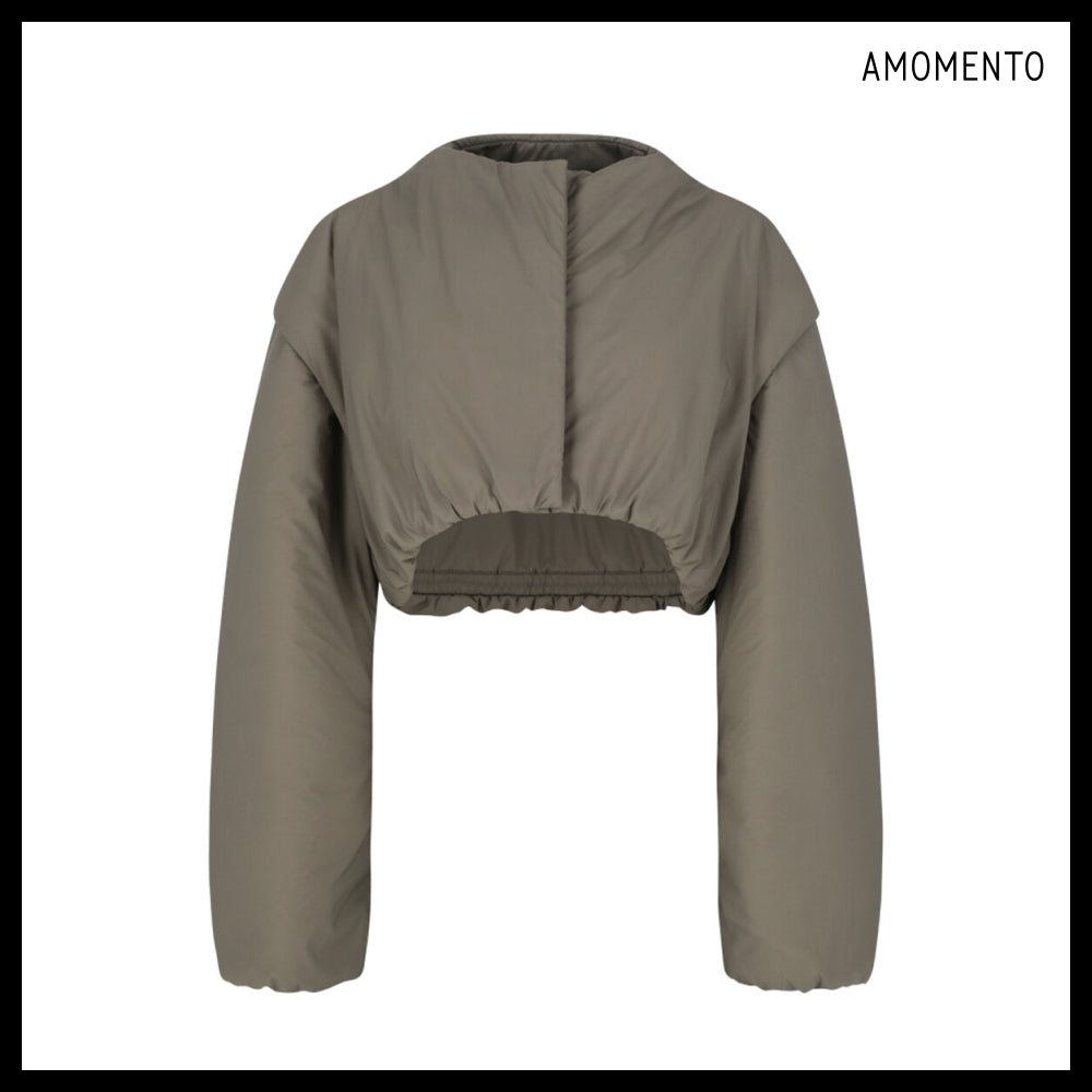 【AMOMENTO】Sheer Nylon Padded Crop Jumper 2 Colors