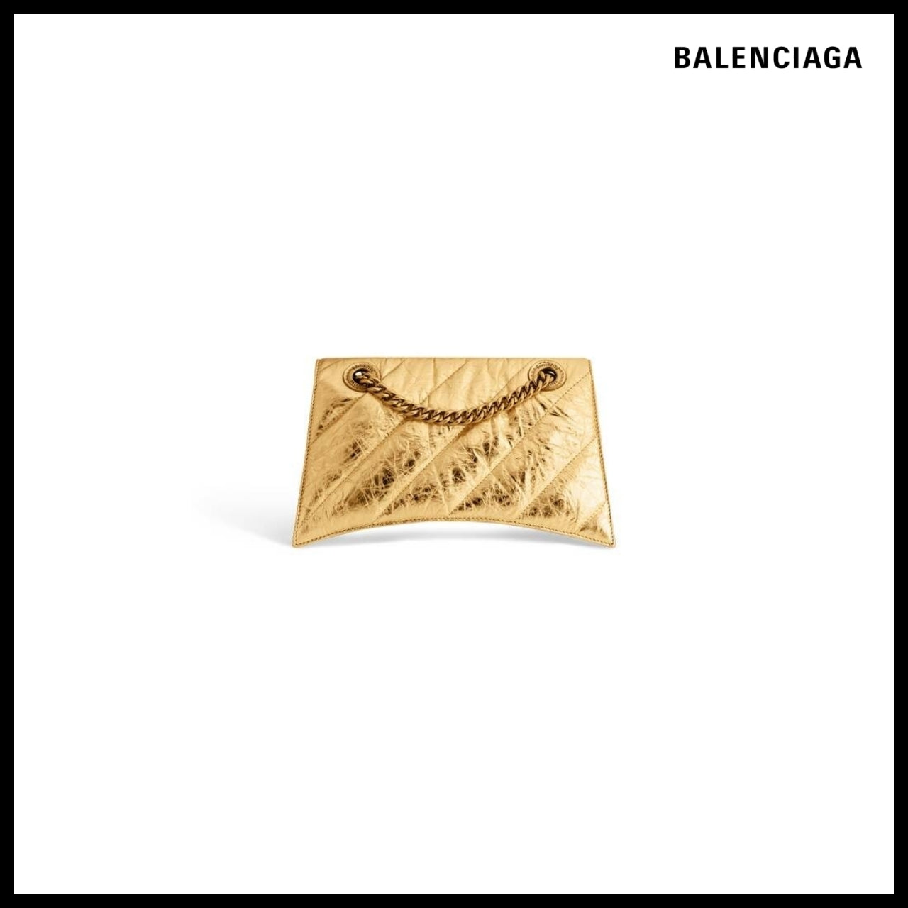 【BALENCIAGA】Crush Small Chain Bag Metallized Quilted Gold