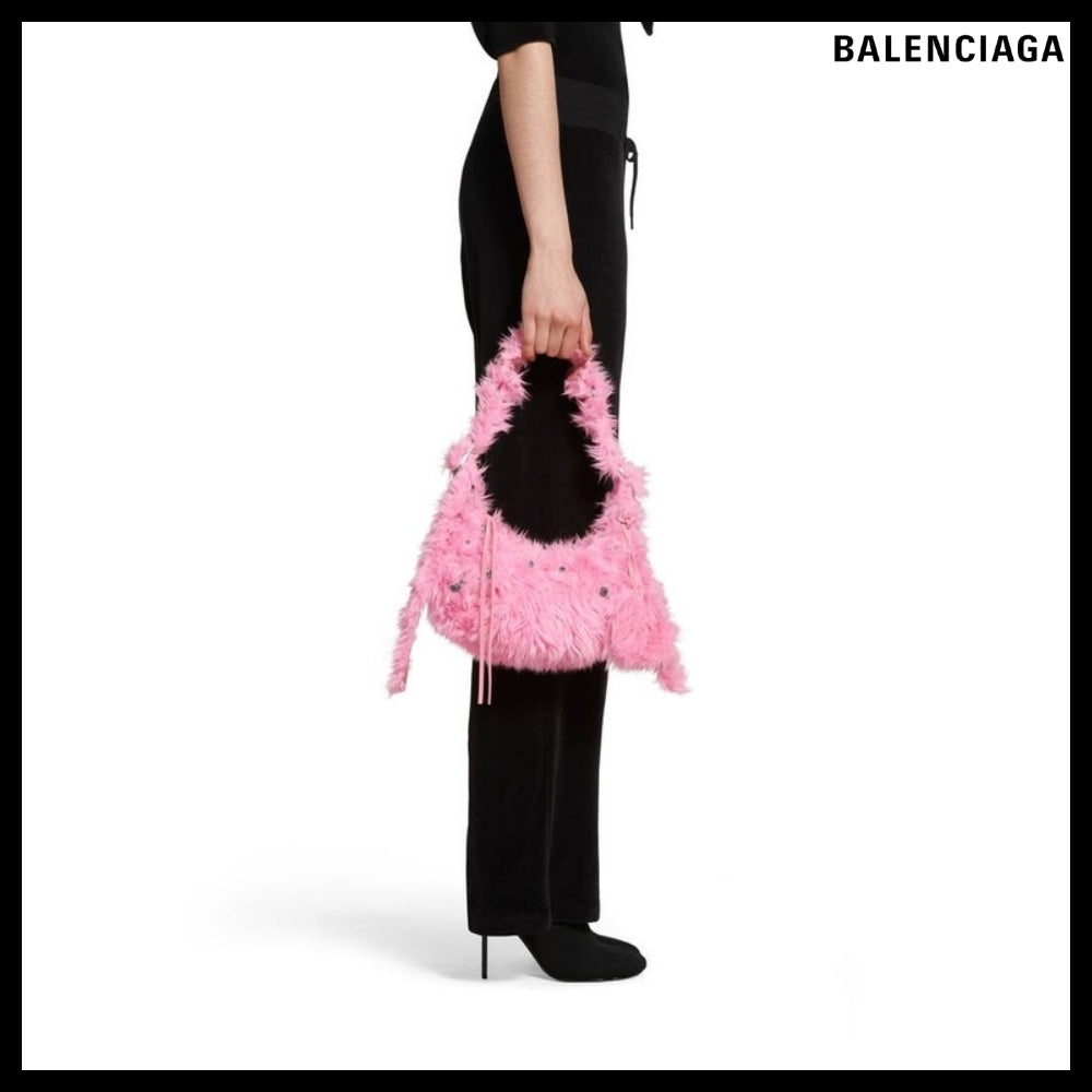 【BALENCIAGA】Le Cagole XS Shoulder Bag Fake Fur Pink