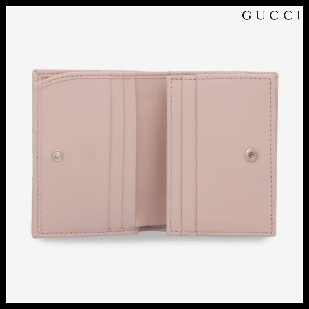 【GUCCI】GG Marmont Matelasse Flap Card Holder Light Pink