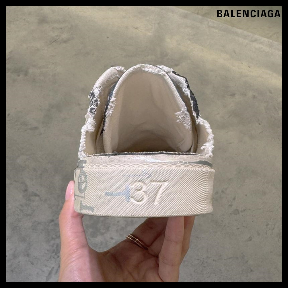 【BALENCIAGA】Paris Sketch Mule Ecru Black Blue
