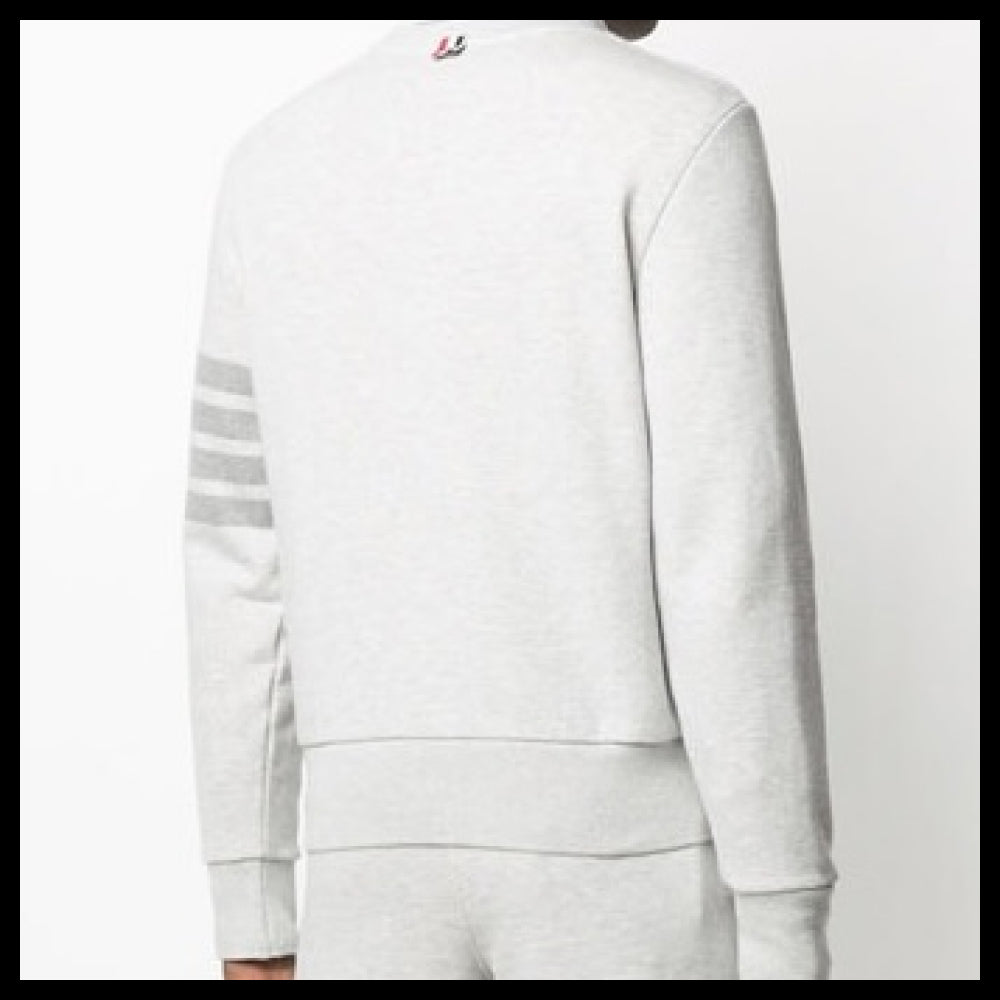 【THOM BROWNE】4-Bar Stripe Terry Sweatshirt Light Grey