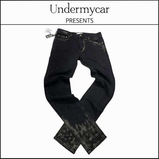 【Undermycar】Sticky Mud Painting Slim Fit Black Jeans Muddy