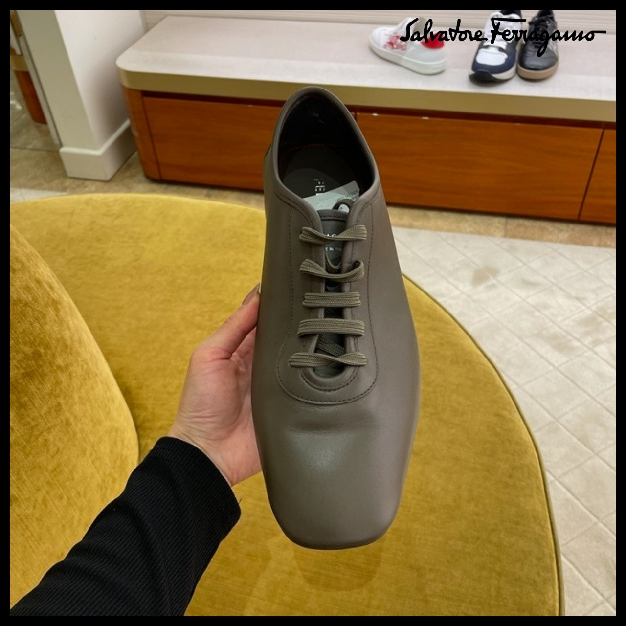 【FERRAGAMO】BOND CALF LEATHER LACE-UP LOAFERS BROWN