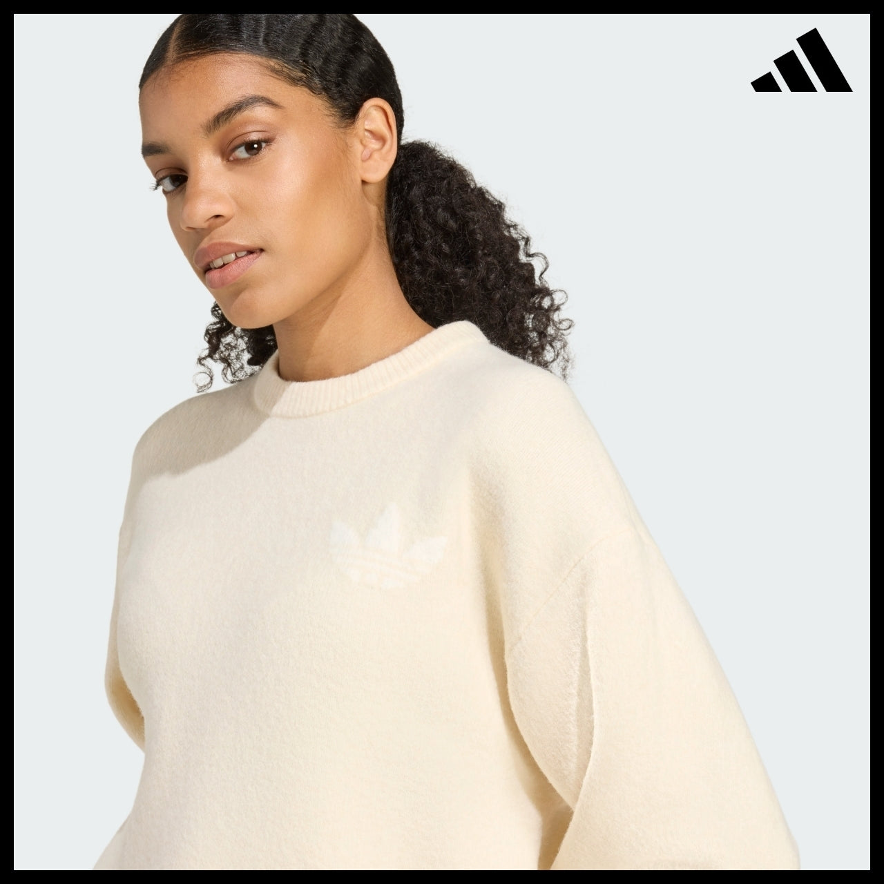 【ADIDAS】Knit Wonder White Sweater Crewneck Knit