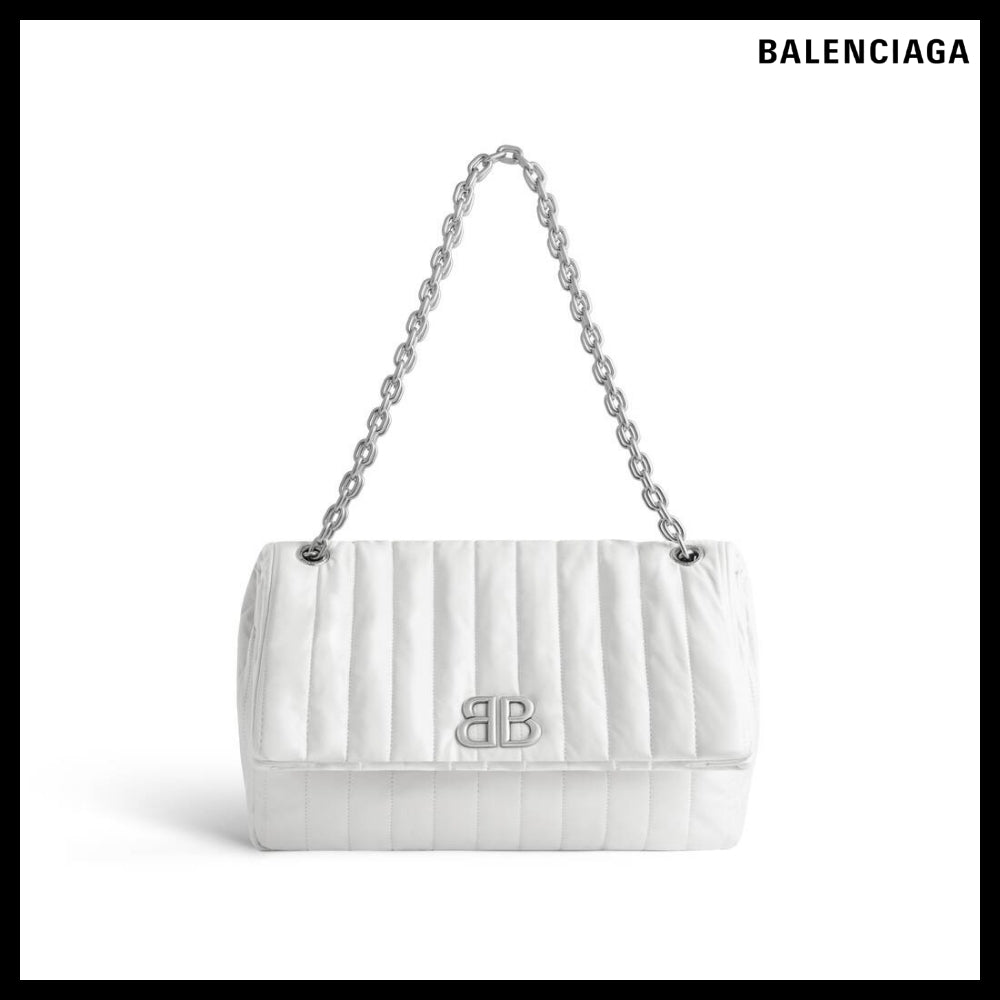 【BALENCIAGA】Monaco Medium Chain Bag Quilted Off White