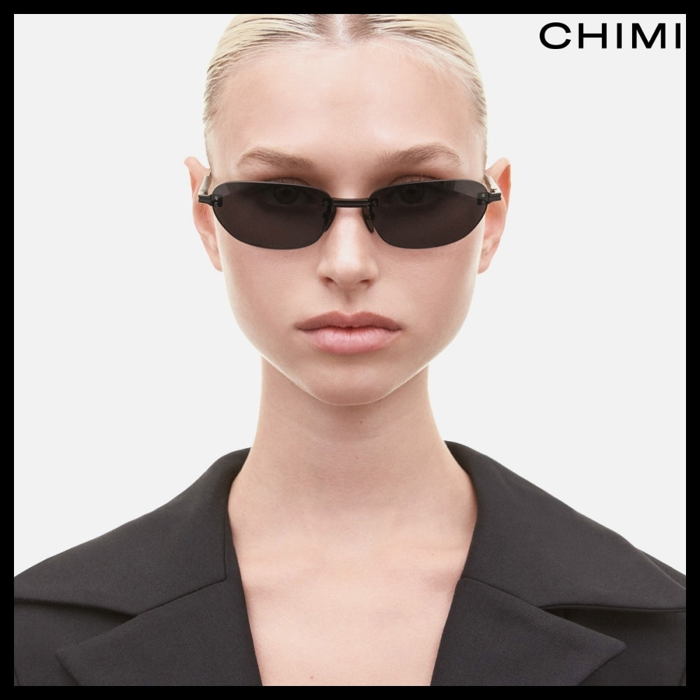 ◆CHIMI◆ リムレス オーバル ブラック サングラス おしゃれ