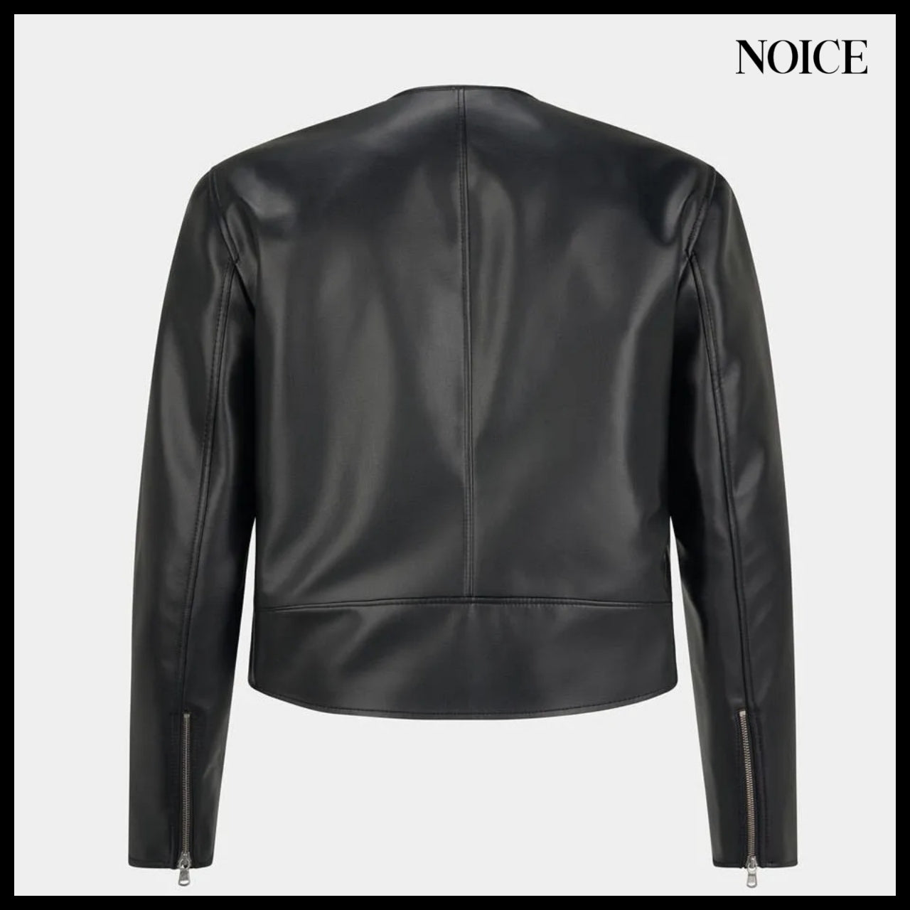 【NOICE】W Motorcycle Faux Leather Jacket Black