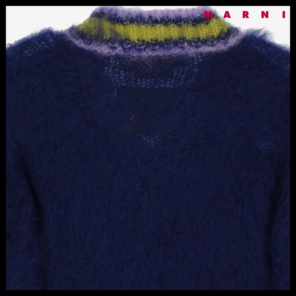 【MARNI】Vネック モヘア ニット ロイヤル ブルー