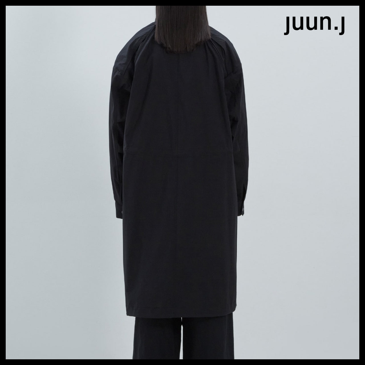 【JUUN.J】Stand Collar Sleeve Detachable Mac Coat Black