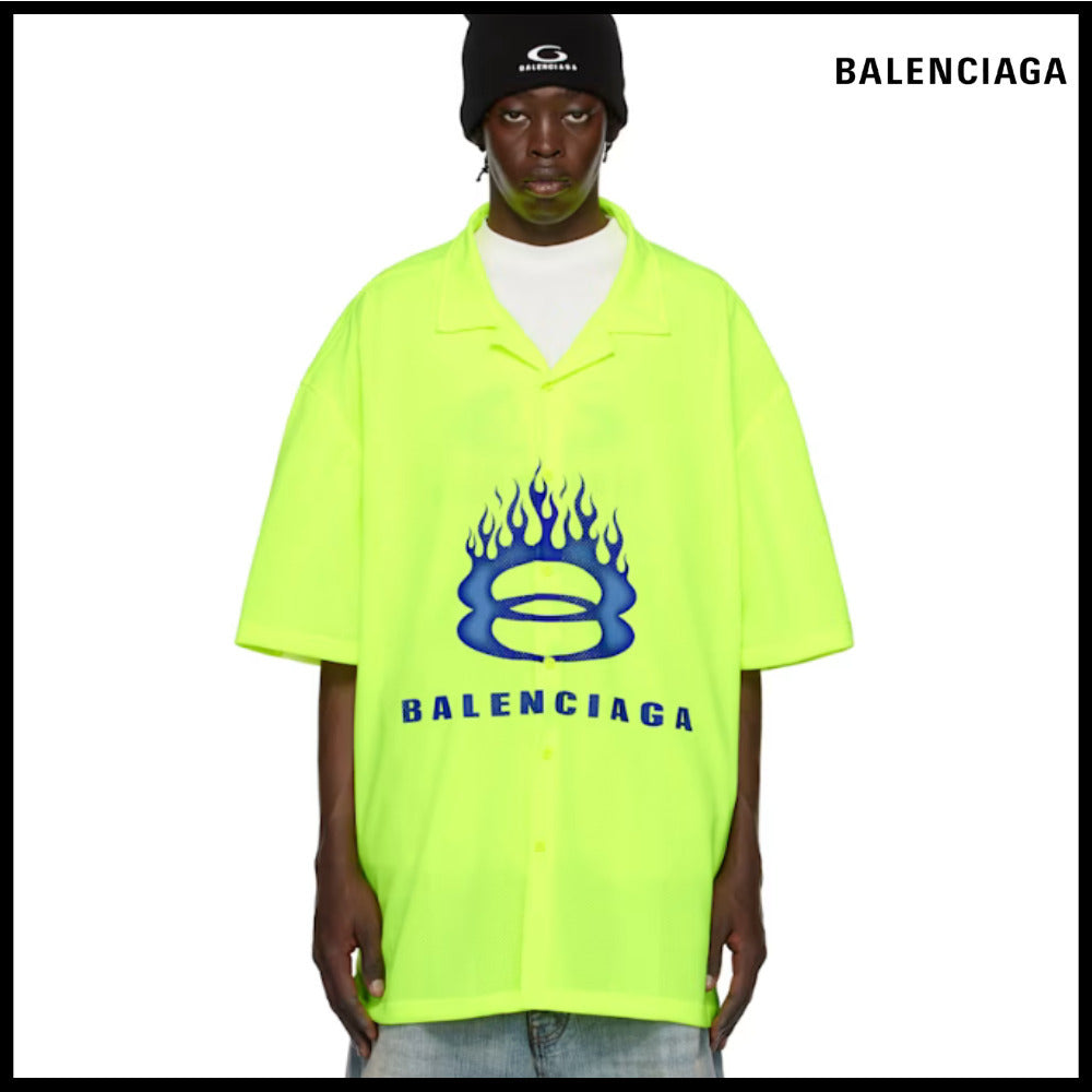 【BALENCIAGA】Short Sleeve Shirt Fluorescent Yellow