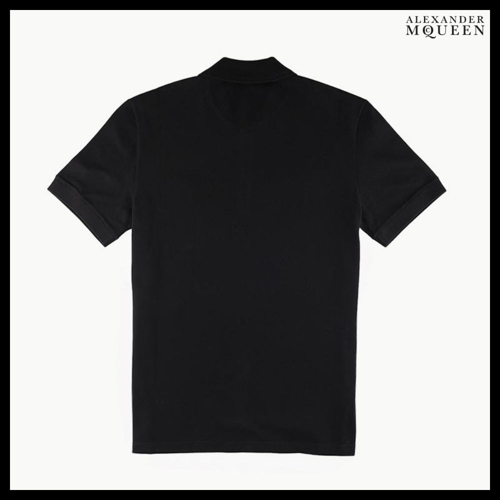 【Alexander Mcqueen】Skull Embroidered Polo Shirt in Black