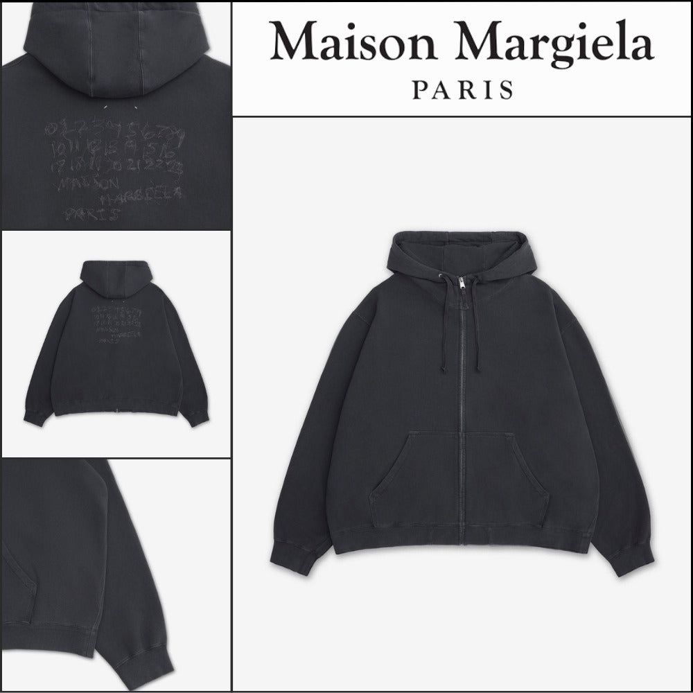 ★MAISON MARGIELA★ Oversized Zip Hoodie Washed Black