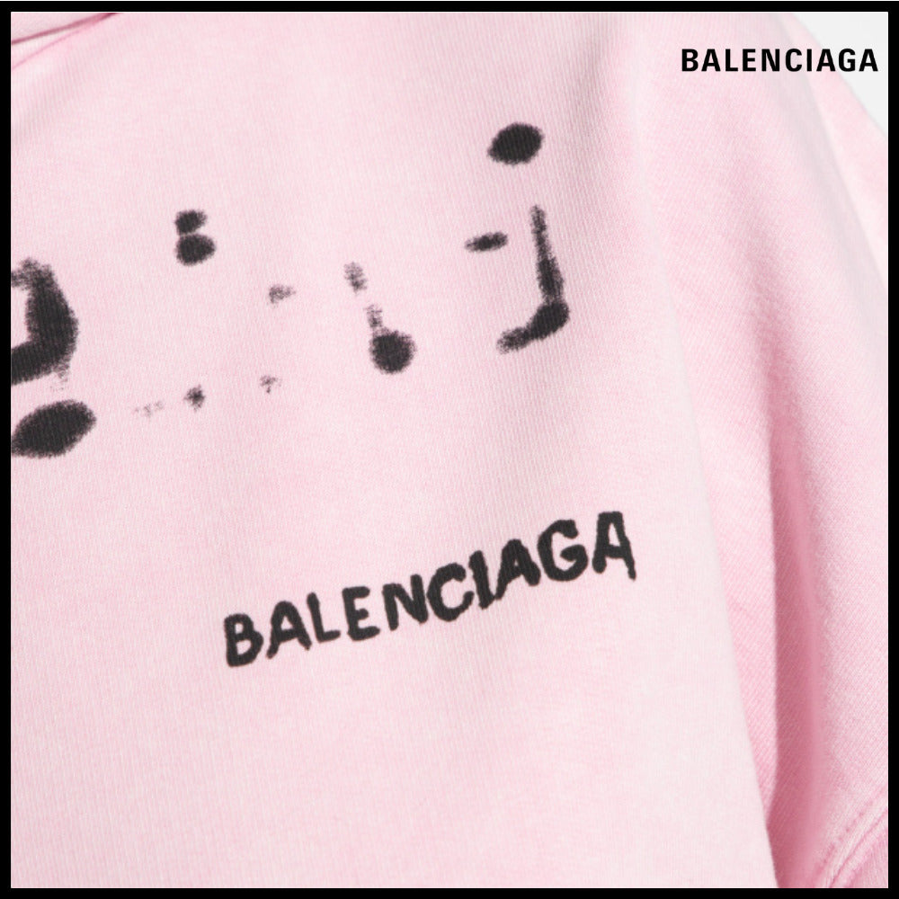 【BALENCIAGA】Hand Drawn Hoodie Medium Fit Pink