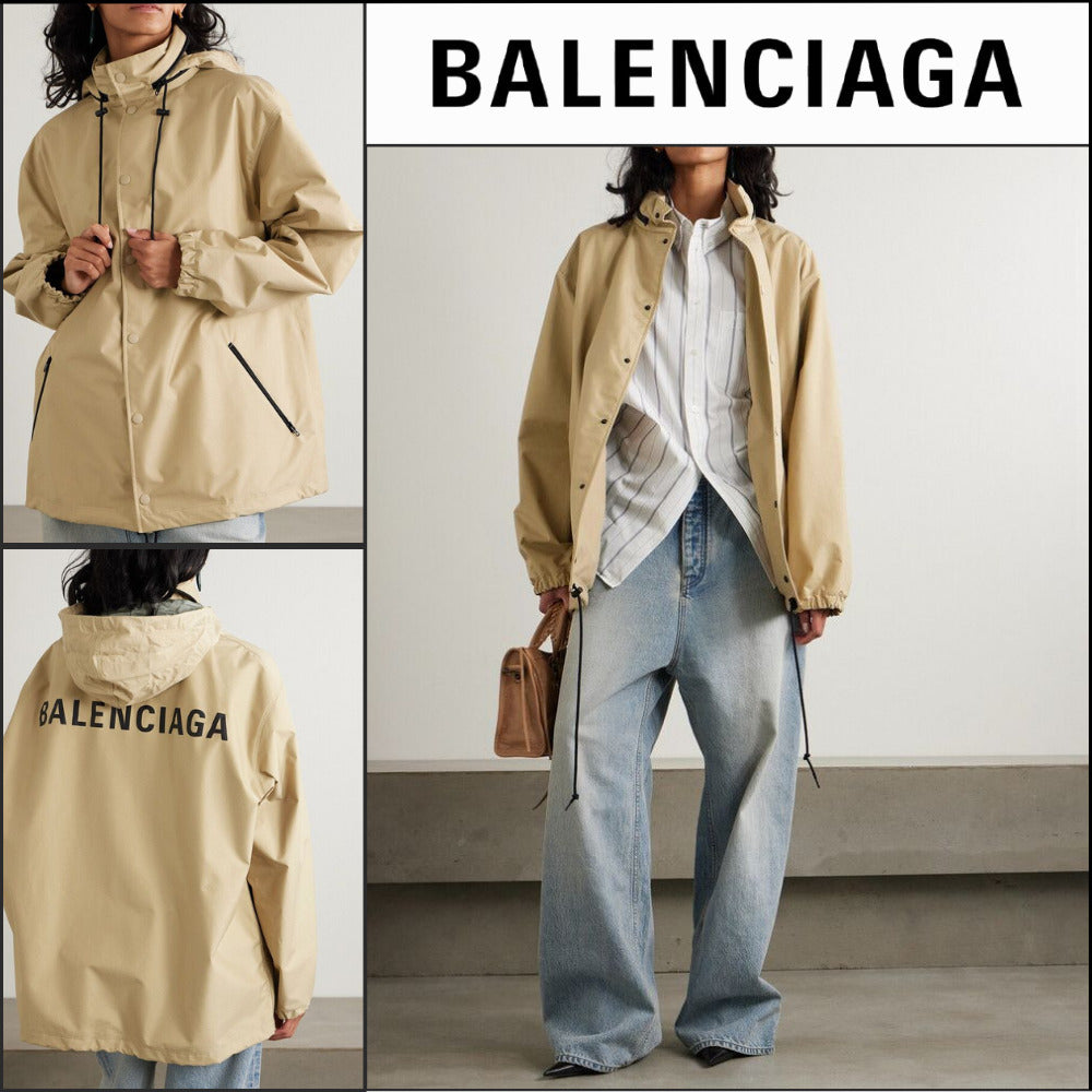 【BALENCIAGA】Logo Raincoat Beige