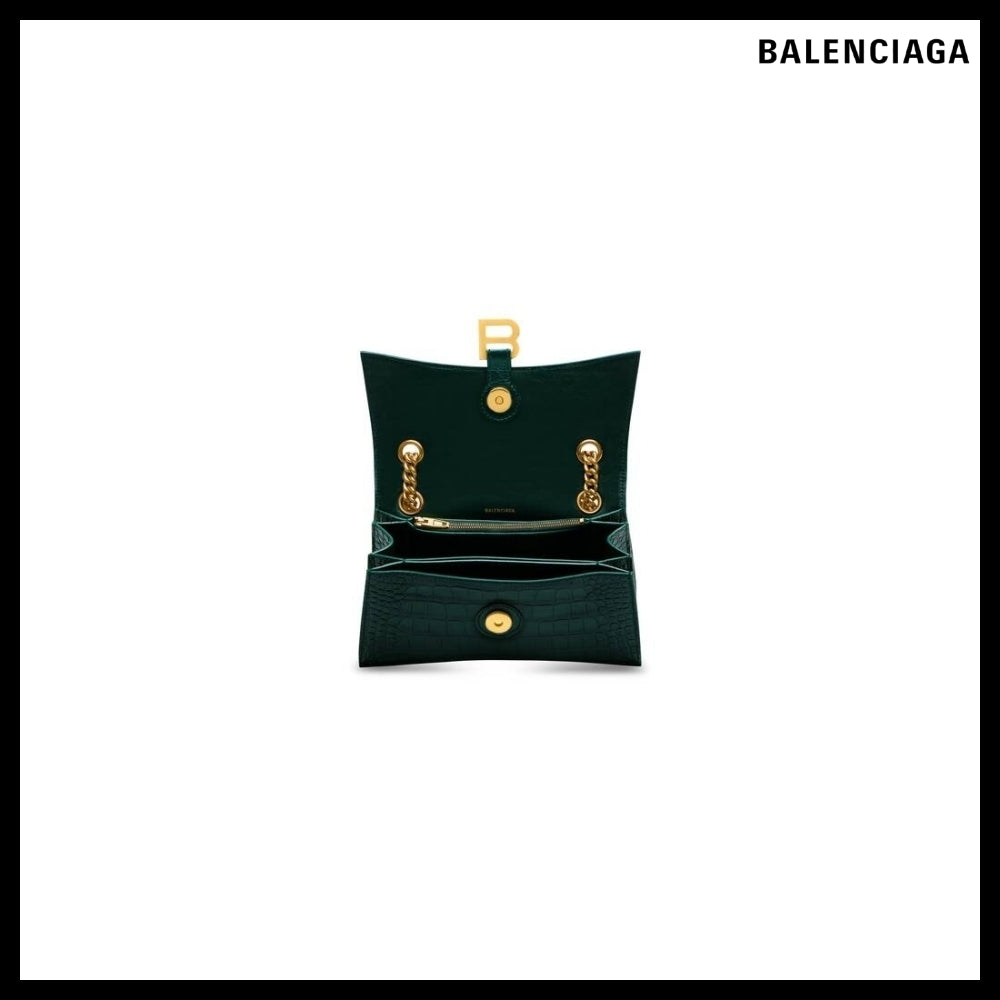 【BALENCIAGA】Crush Small Chain Bag Crocodile Embossed
