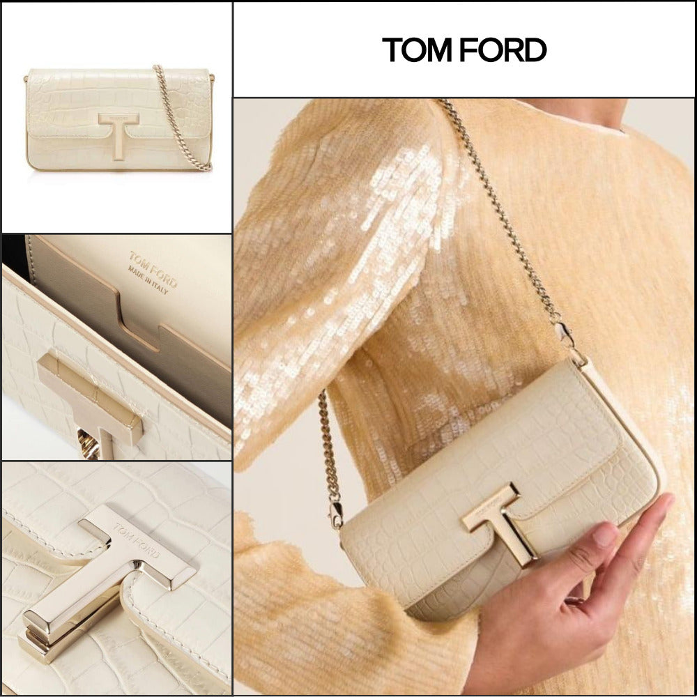 【TOM FORD】CROC EFFECT WALLIS CLUTCH BAG