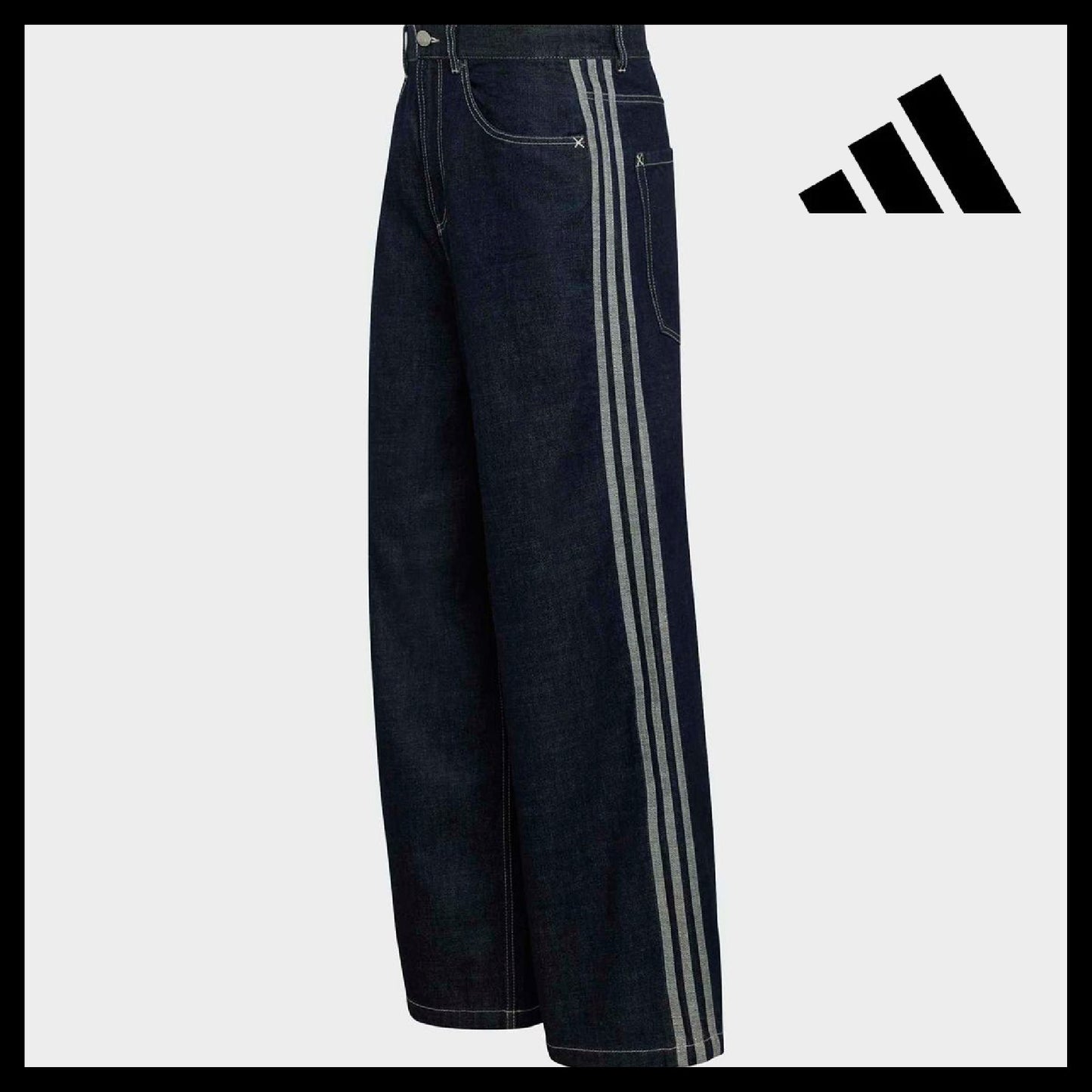 【ADIDAS】90s Alternative Sports Wide Leg Skater Jeans Navy