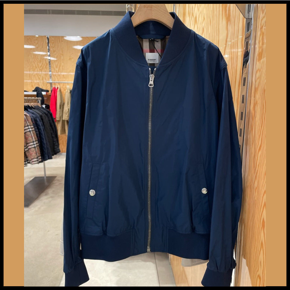 【Burberry】ELLON Bomber Zip Up Jacket Ink Blue