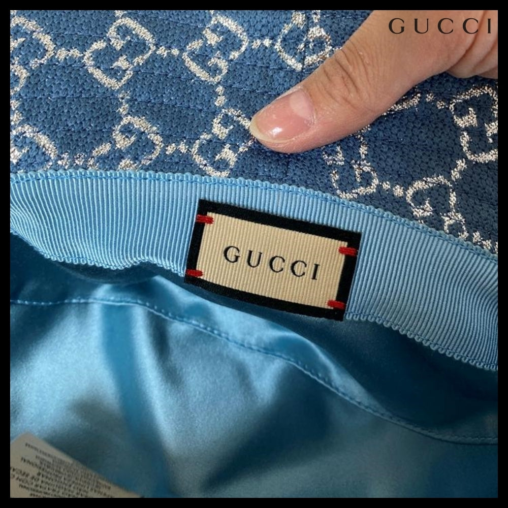 【GUCCI】 GG LAME Bucket Hat Blue