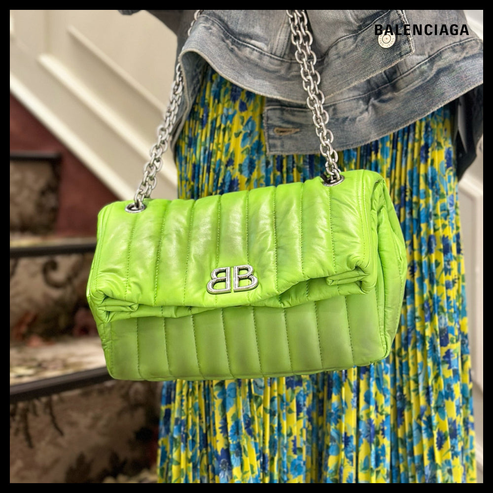 【BALENCIAGA】Monaco Chain Bag S Apple Green