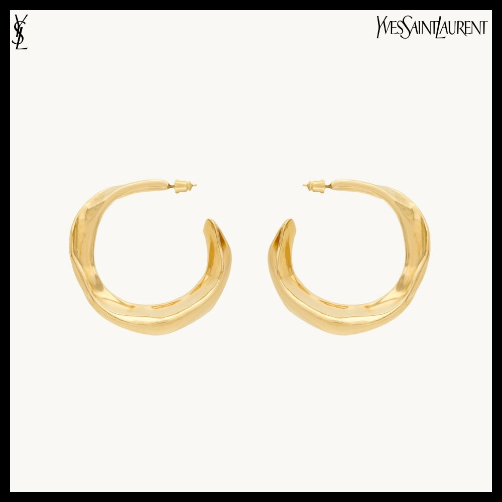 【Saint Laurent】Metal Twisted Leaf Hoop Earrings