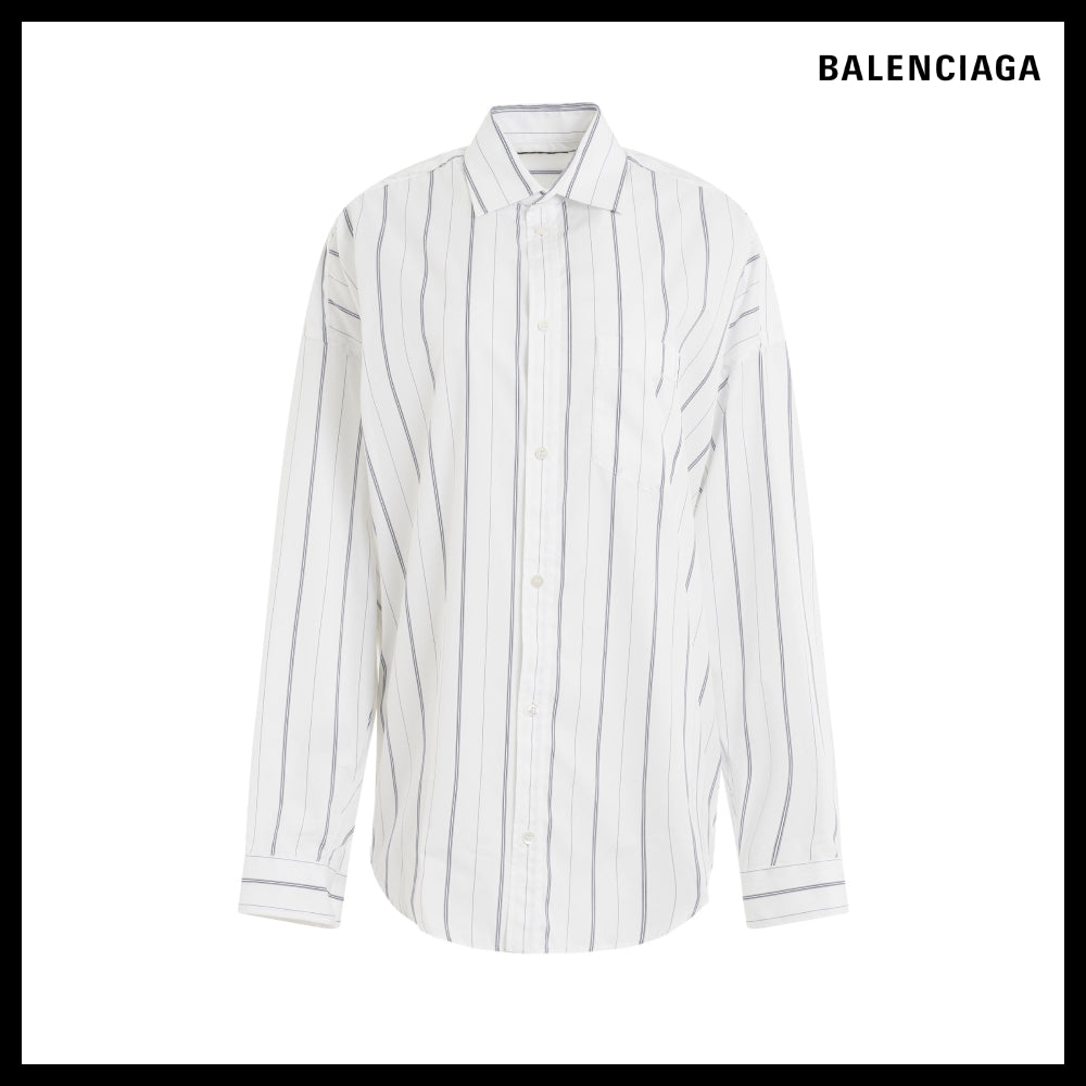 【BALENCIAGA】Cocoon Shirt White Navy