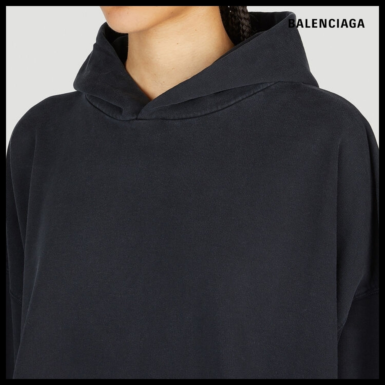 【BALENCIAGA】Large Fit Hooded Sweatshirt Black