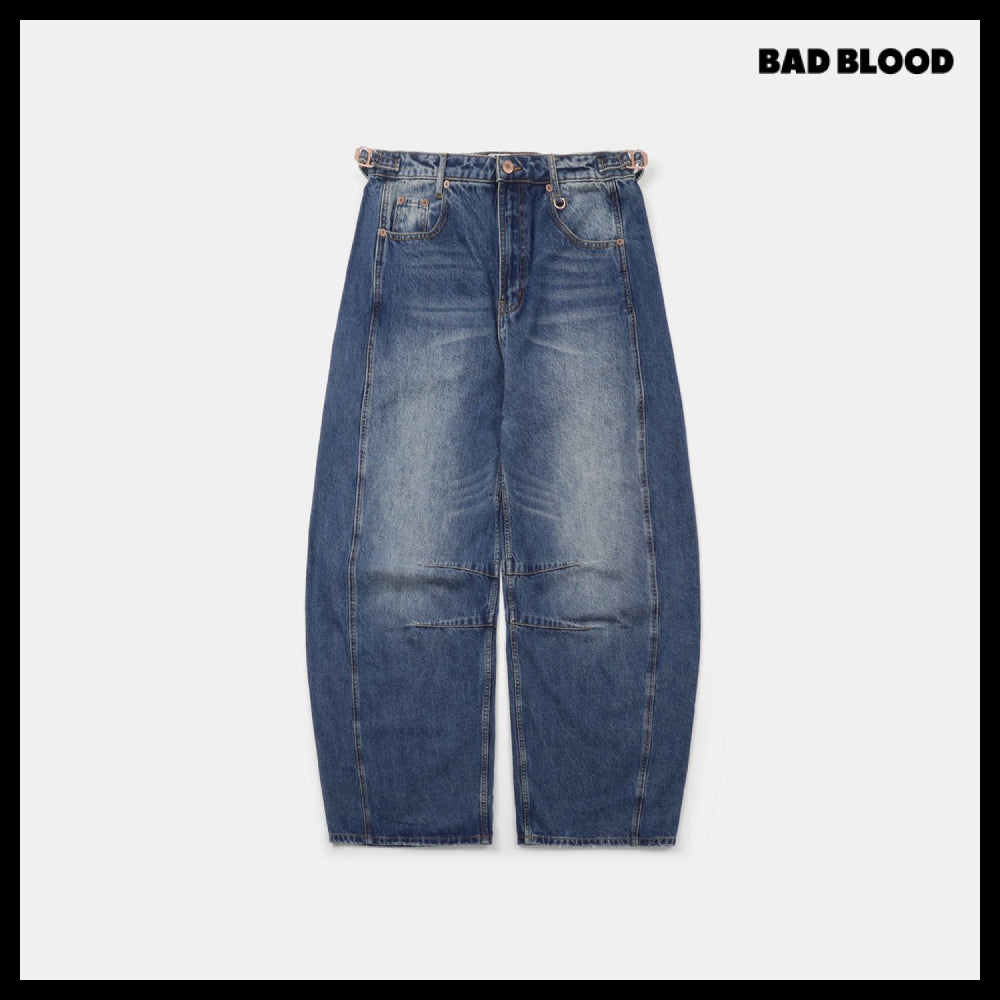 【BADBLOOD】Charlie Barrel Jeans - Mid Blue