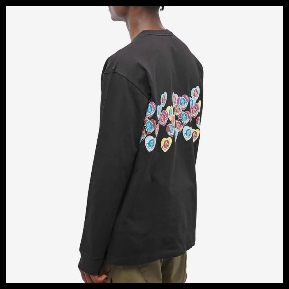 【MONCLER】Heart Logo Printed Crewneck Long Sleeve Black Men