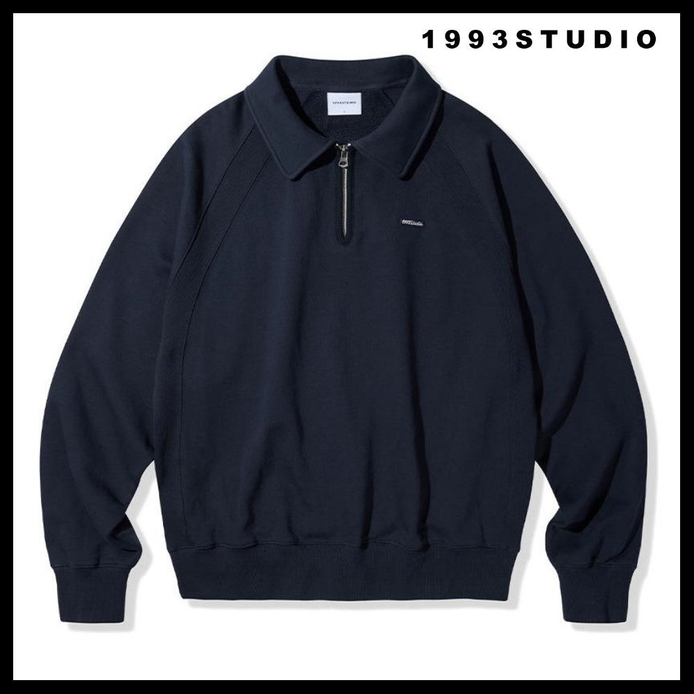 [1993STUDIO] SMALL LOGO HALF ZIP COLLAR SWEATSHIRT 3COLORS