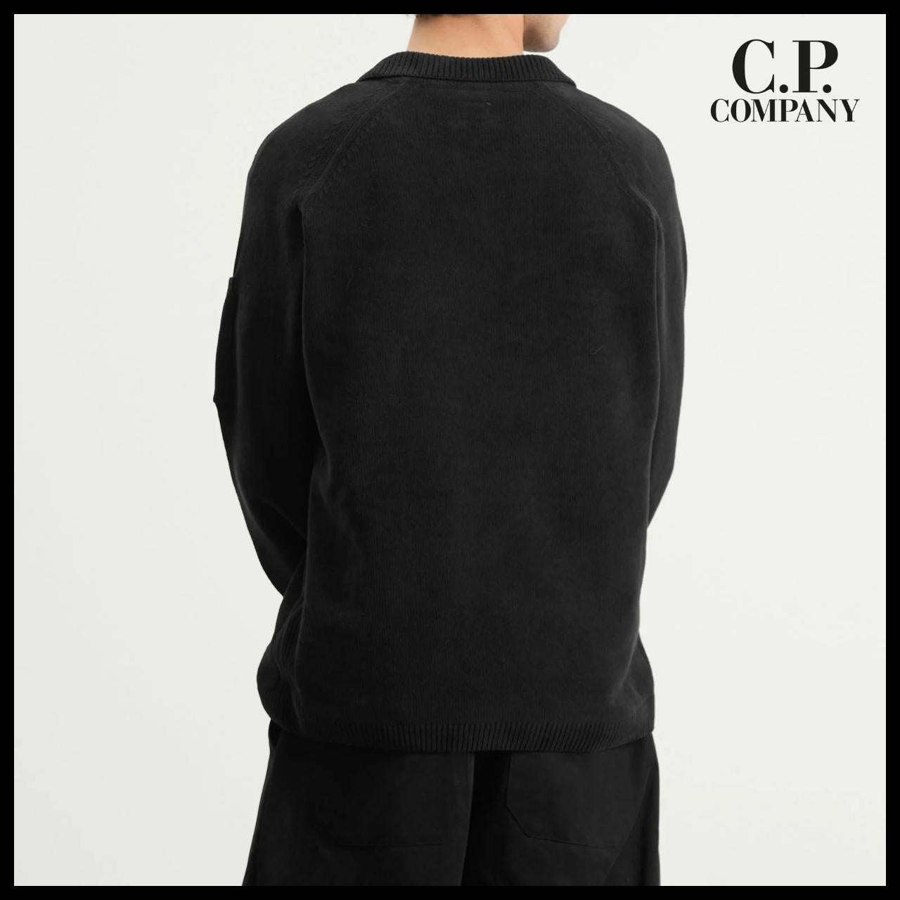 【CP COMPANY】Cotton Chenille Polo Collar Lens Sweater